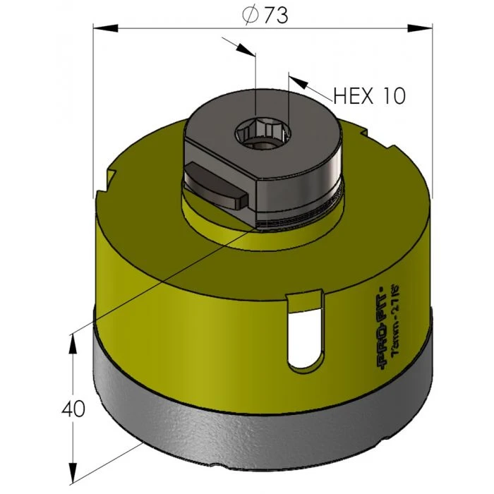 ProFit Diamantboor Met Geïntegreerde Click & Drill® Adapter 73 Mm. 2 ProFit Diamantboor Met Geïntegreerde Click & Drill® Adapter 73 Mm. - Afbeelding 2