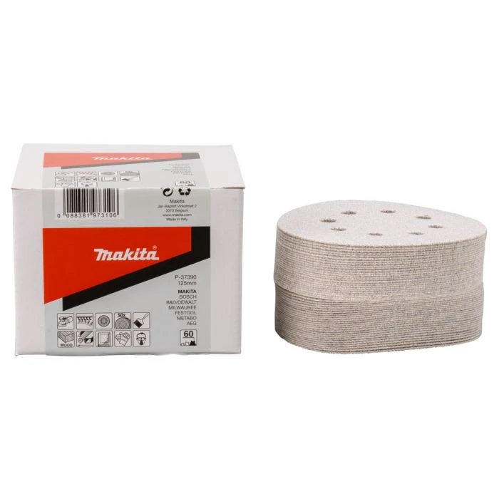 Makita P-37390 Schuurschijf 125mm K60 White Velcro 1 Makita P-37390 Schuurschijf 125mm K60 White Velcro