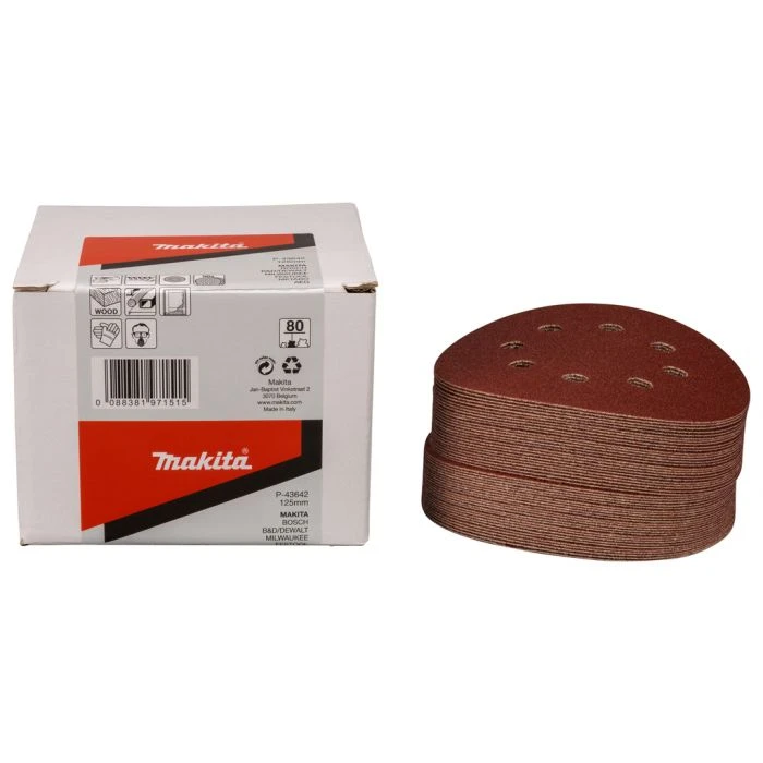 Makita P-43642 Schuurschijf 125mm K80 Red Velcro 1 Makita P-43642 Schuurschijf 125mm K80 Red Velcro